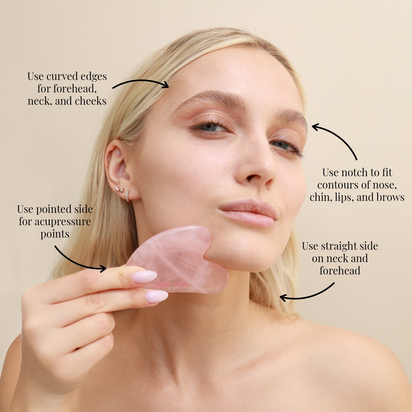 Rose Quartz Crystal Sculpty Heart Gua Sha Tool