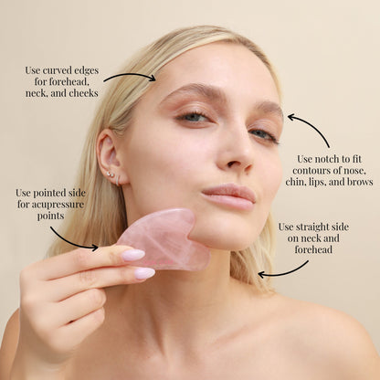 Rose Quartz Crystal Sculpty Heart Gua Sha Tool