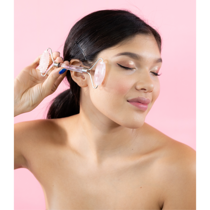 Rose Quartz 2D Texturized and Smooth Facial Roller